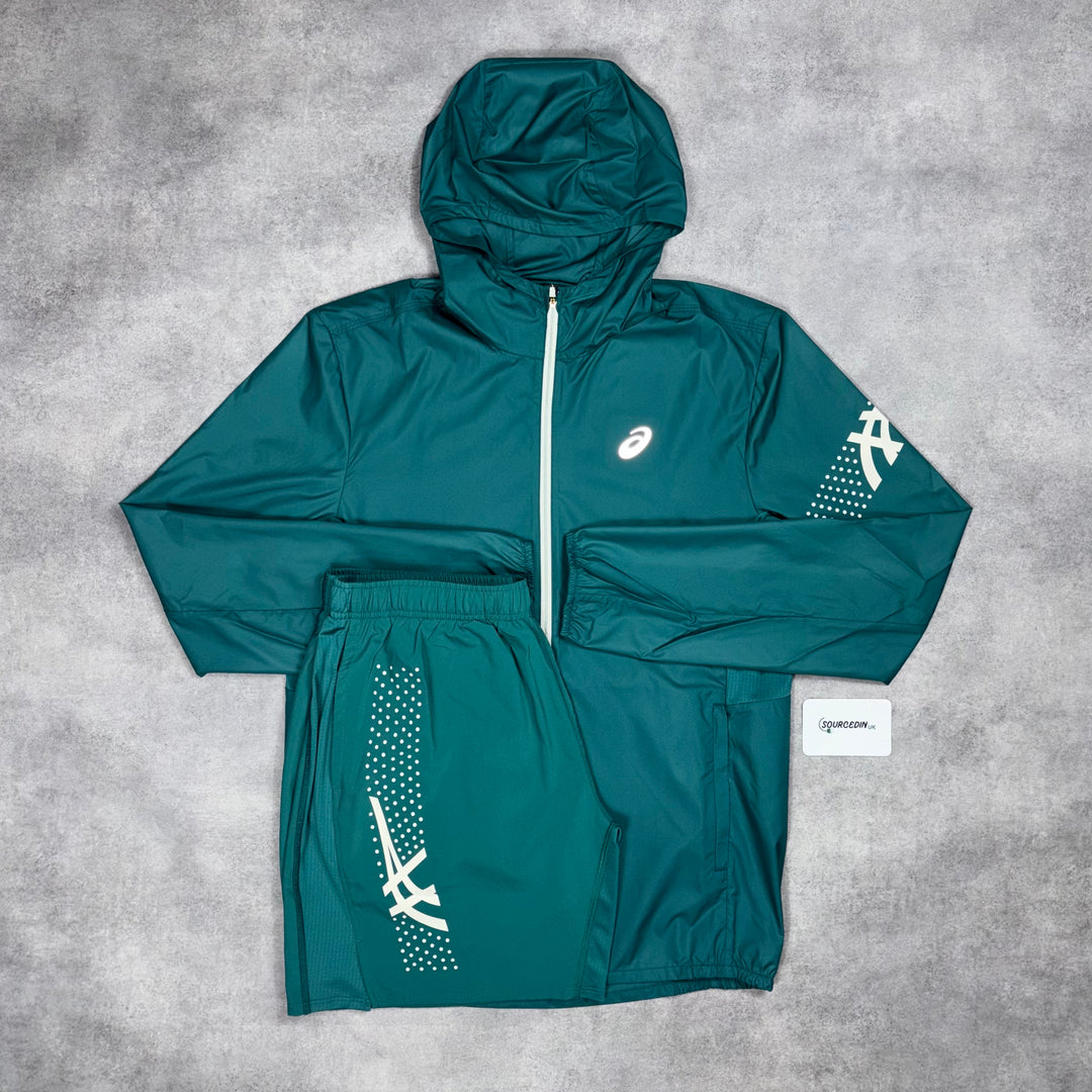 Asics Icon Windrunner Jacket & 7” Icon Challenger Short Set Rainy Lake