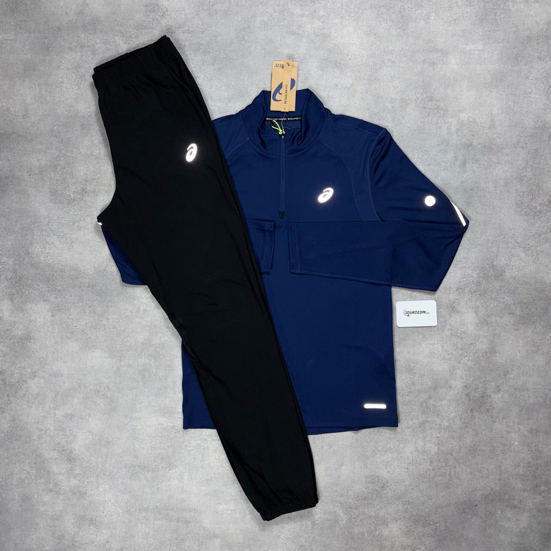 Asics Road 1/4 Zip Navy & Asics Core Bottoms Black