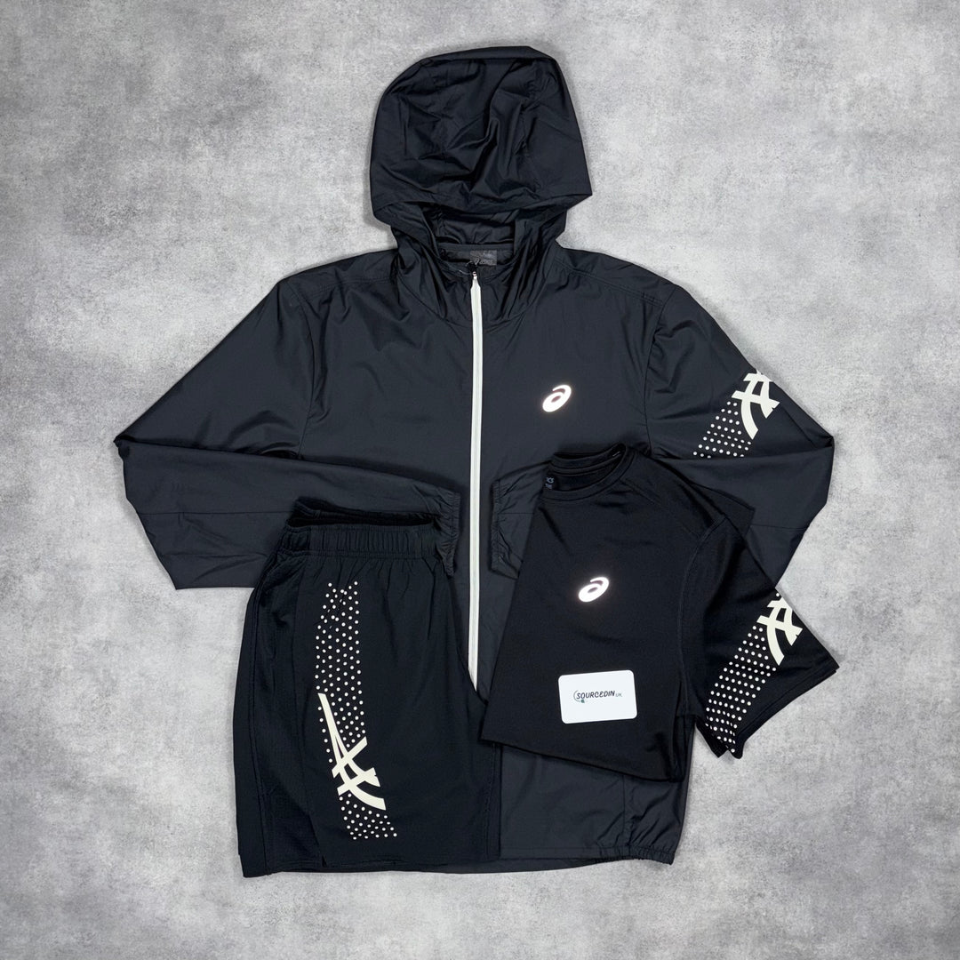 Asics Windrunner Jacket 3-Piece Challenger Short Set Black
