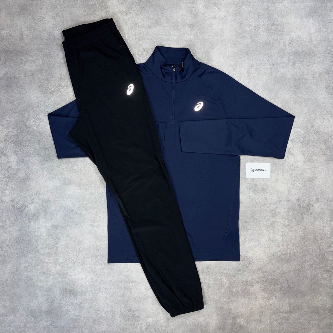 Asics Pacer 1/4 Zip Midnight & Asics Core Bottoms Black