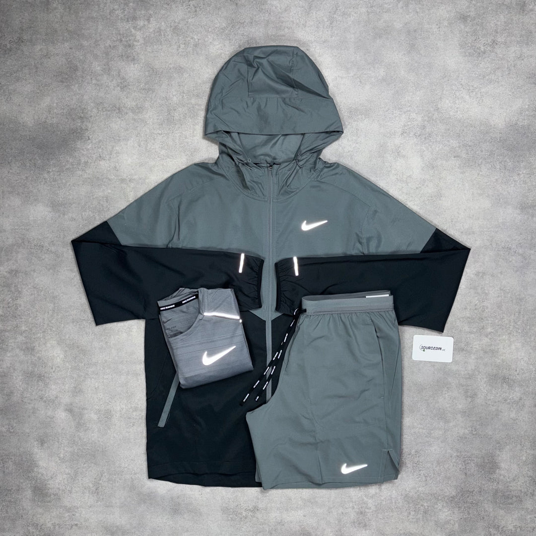 Nike Uv Windrunner Jacket 3-Piece Grey Flex Shorts Set Coal