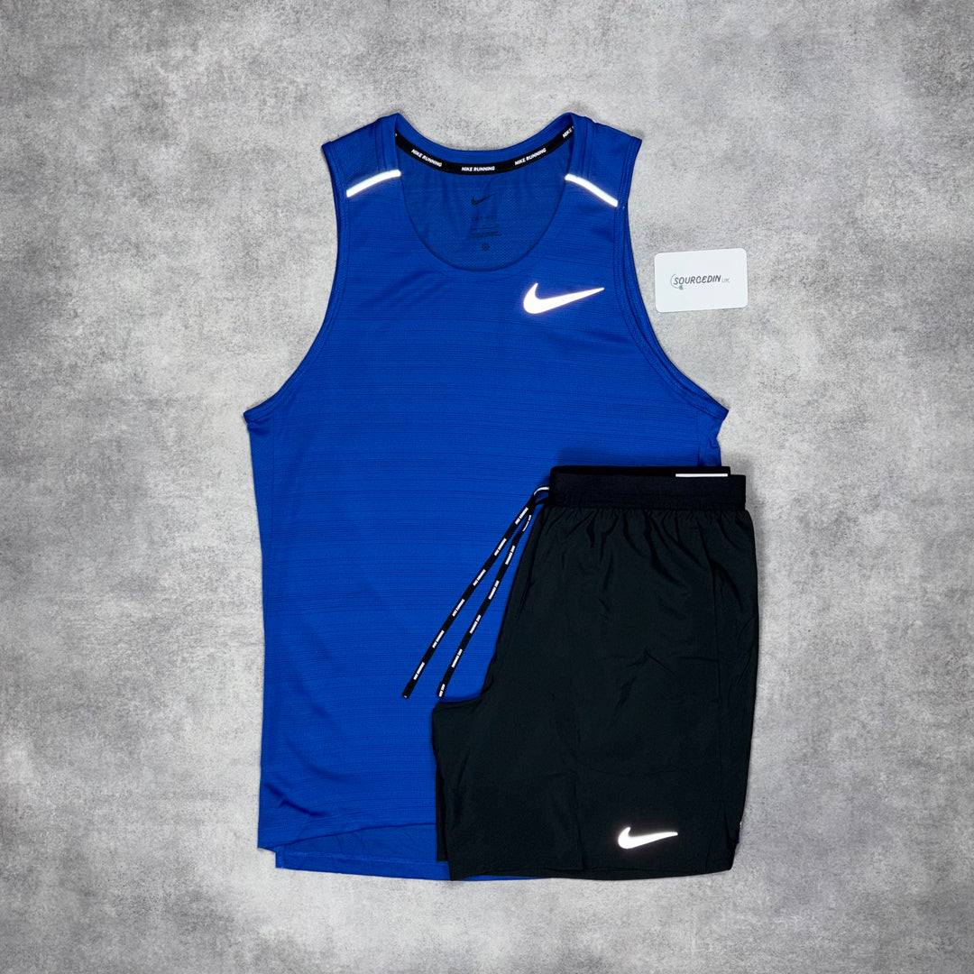 Nike Miler Vest Royal Blue & Black Flex Stride Short Set