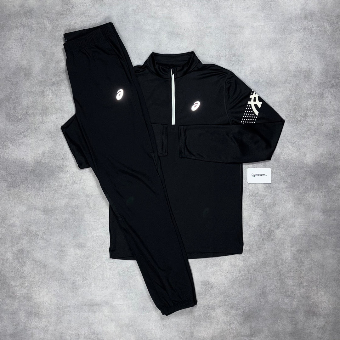 Asics Icon 1/4 Zip Black & Asics Core Bottoms Black