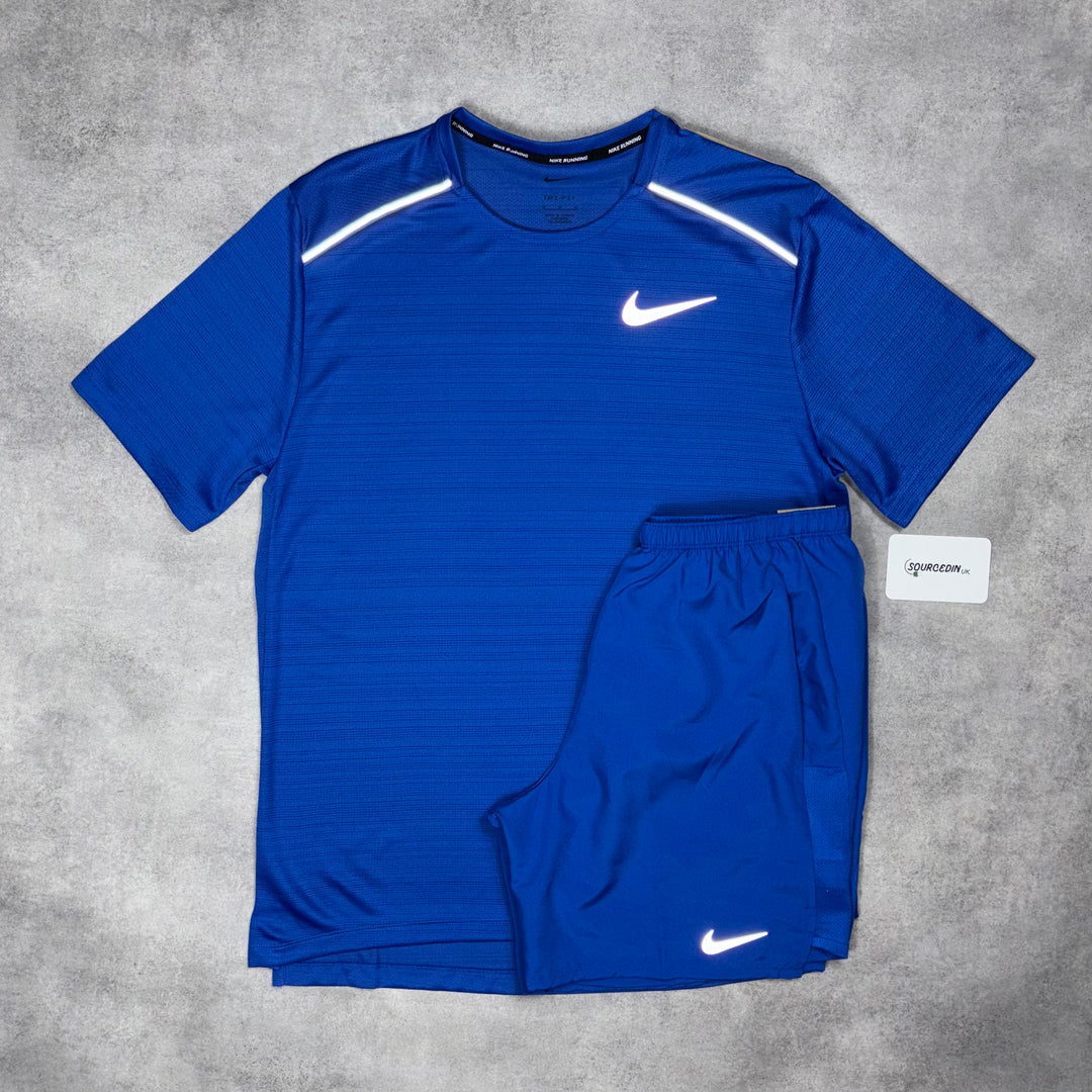 Nike Miler 1.0 T-Shirt Royal Blue & Royal Blue Challenger 5" Short Set