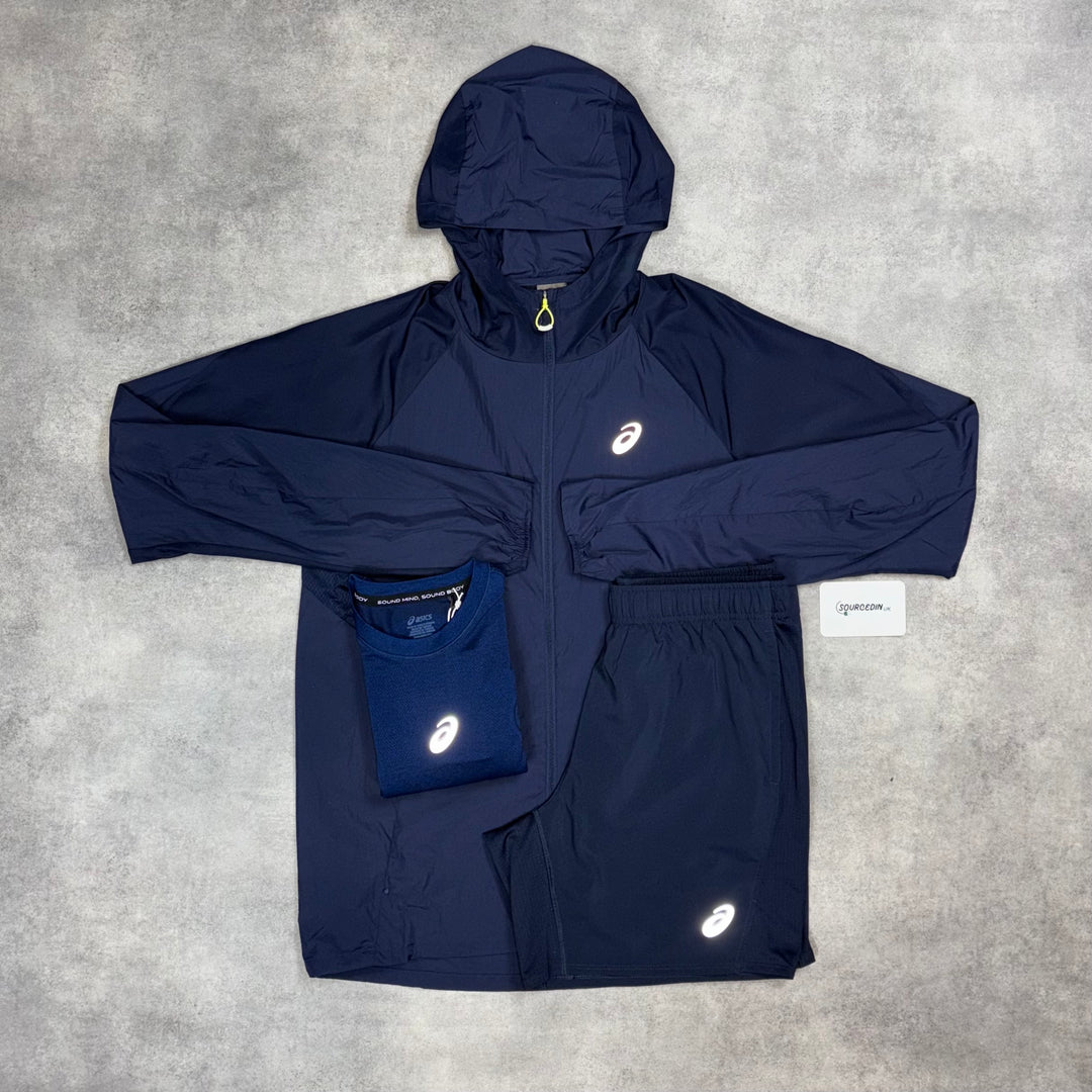 Asics Road Jacket 3-Piece Challenger Short Set Midnight