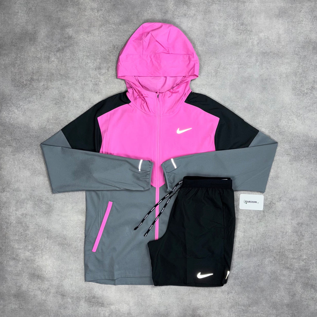 Nike Uv Windrunner Jacket Playfull Pink & Black 7” Flex Stride Short Set