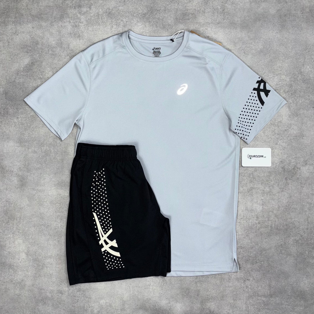 Asics Icon T-Shirt Grey & Black 7” Icon Shorts Set