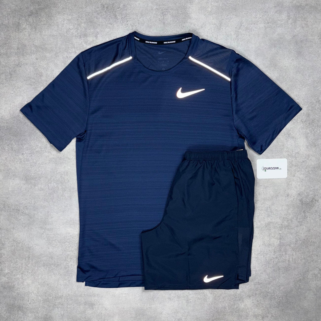 Nike Miler T-Shirt Midnight Navy & Obsidian 7” Challenger Short Set