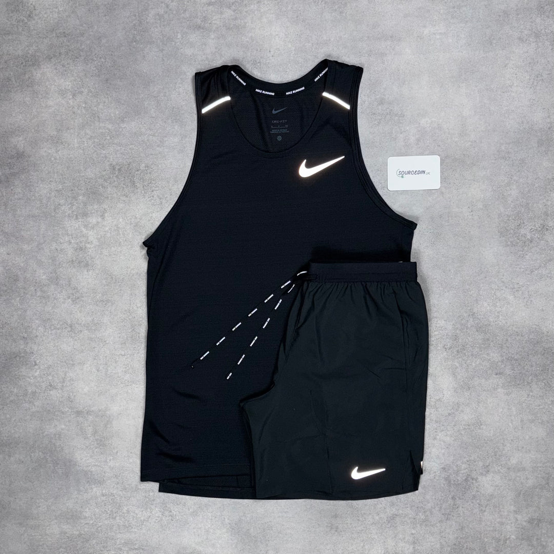Nike Miler Vest Black & Grey/Black Flex Stride Short Set