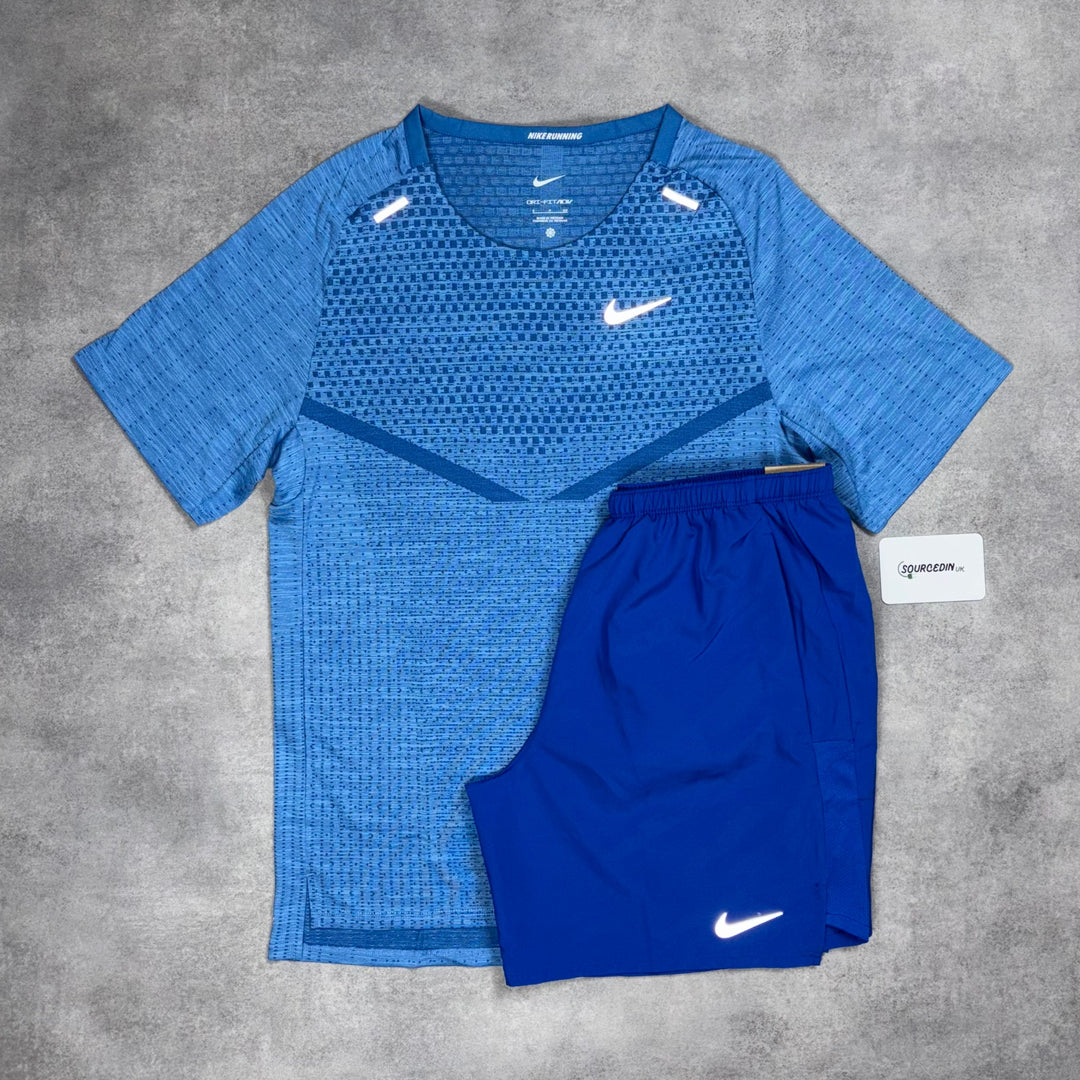Nike Techknit T-Shirt Star Blue & Royal Blue 7” Challenger Short Set
