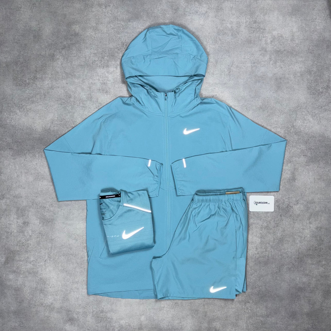 Nike Uv Windrunner Jacket 3-Piece 5” Challenger Short Set Denim Turquoise