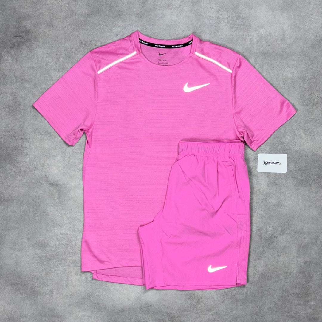 Nike Miler T-Shirt Playfull Pink & Pink 7” Challenger Short Set
