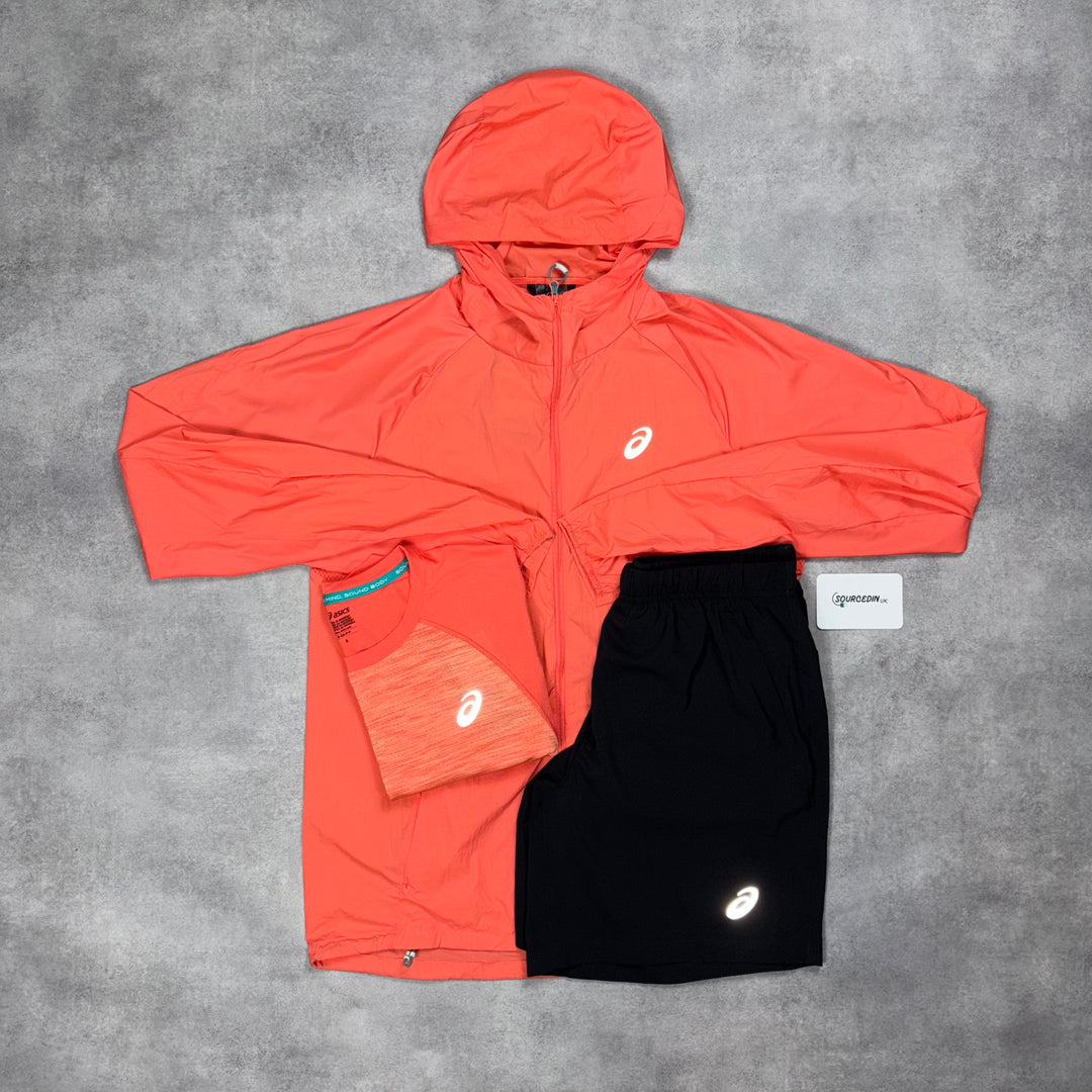 Asics Road Jacket 3-Piece Challenger Short Set Coral