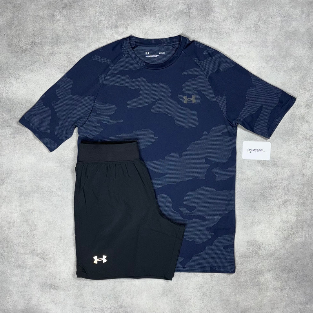 Under Armour Camo T-Shirt Navy & Black 7” Under Armour Speed Short Set
