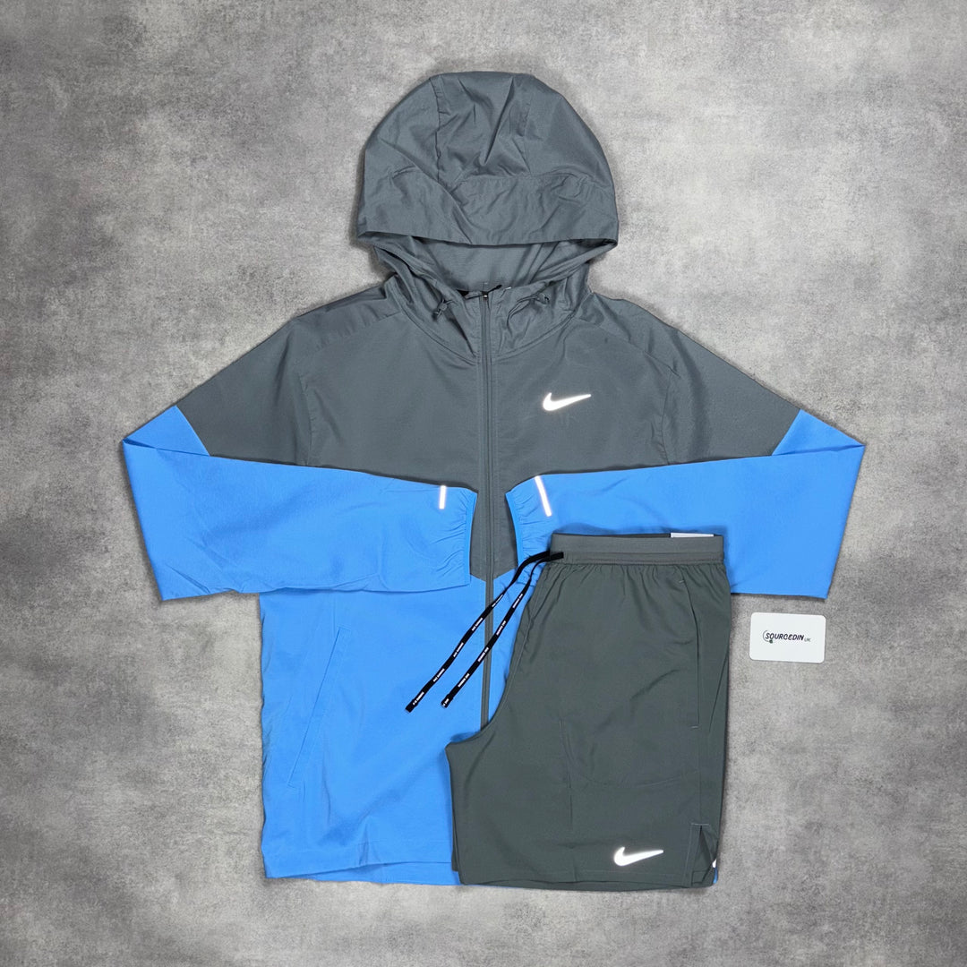 Nike Uv Windrunner Jacket University Blue & Grey 7” Flex Stride Short Set