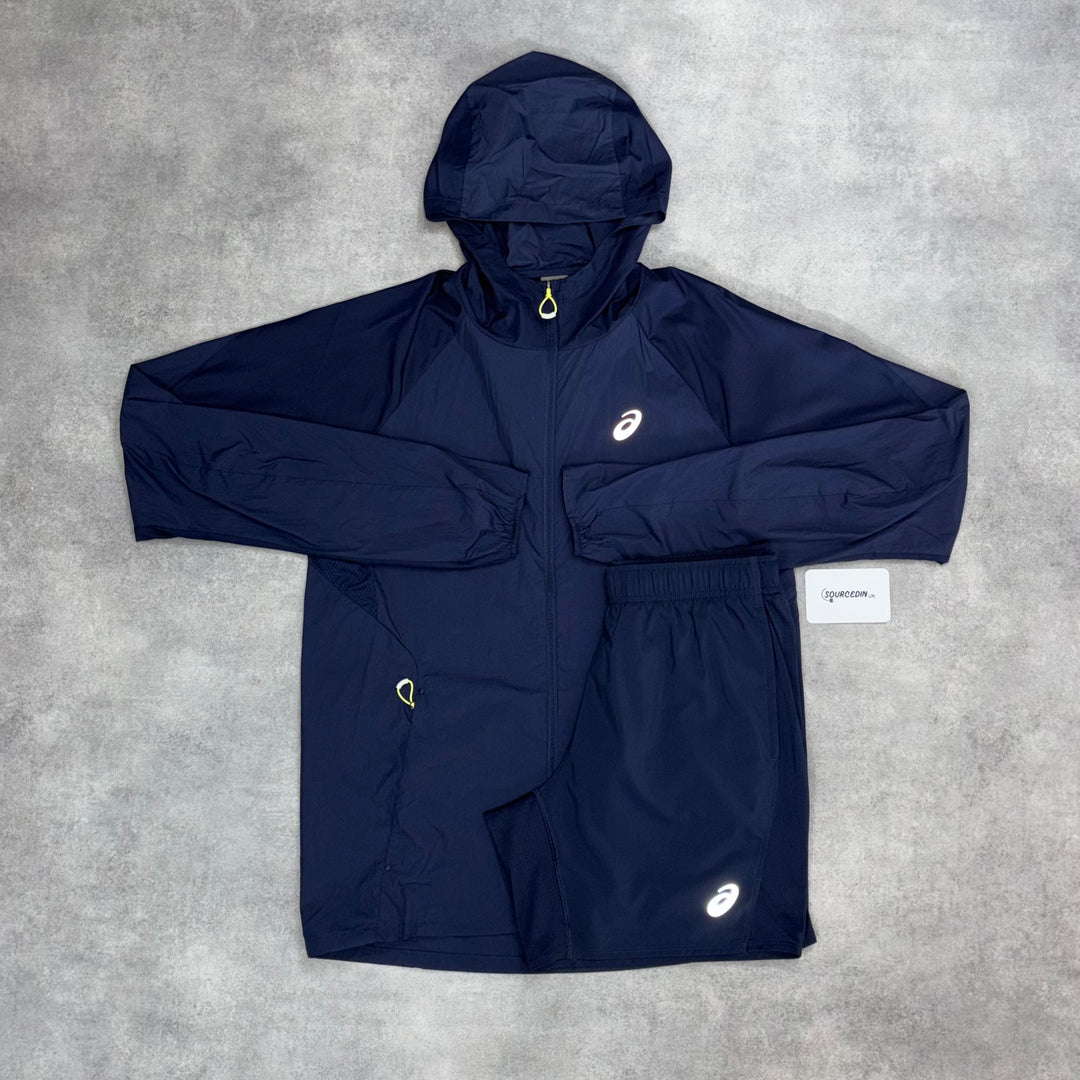 Asics Road Windrunner Jacket Midnight & Midnight 7” Challenger Short Set