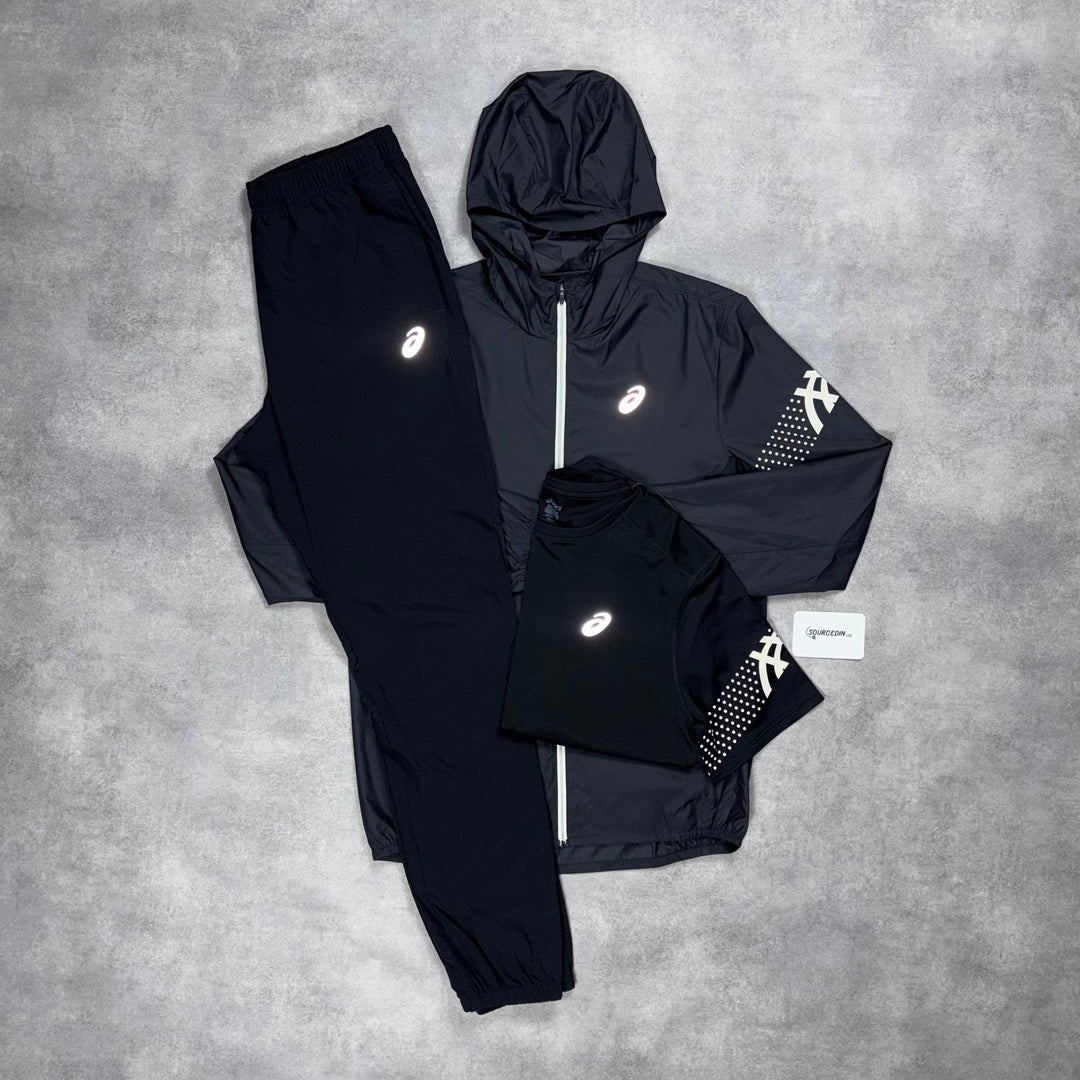 Asics Icon Jacket 3-Piece Pants Short Set Black