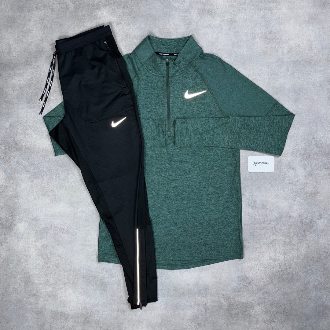 Nike Element 2.0 1/4 Zip Vintage Green & Black Phenom Bottom Set