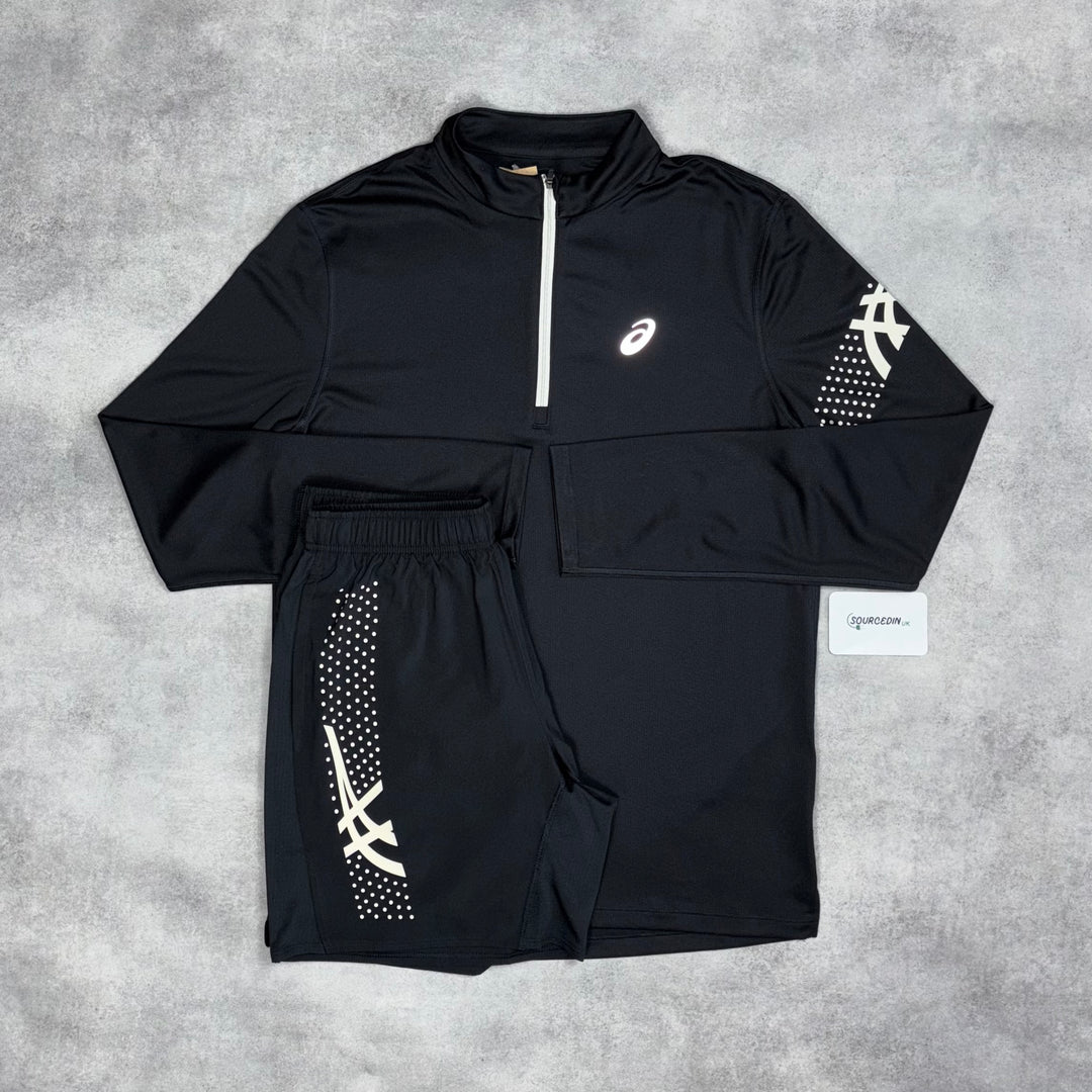 Asics Icon 1/4 Black & Black 7" Icon Short Set