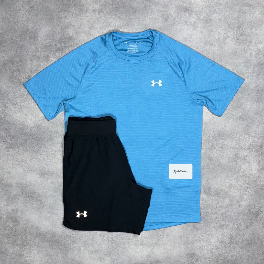 Under Armour Tech T-Shirt Blue & Black 7” Under Armour Speed Short Set