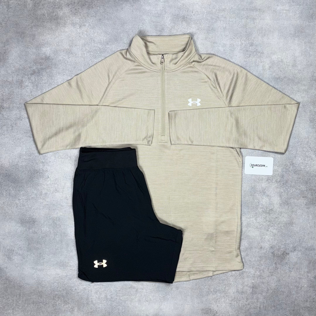 Under Armour Teach 1/4 Zip Birch & Black 7" Speed Pocket Short Set