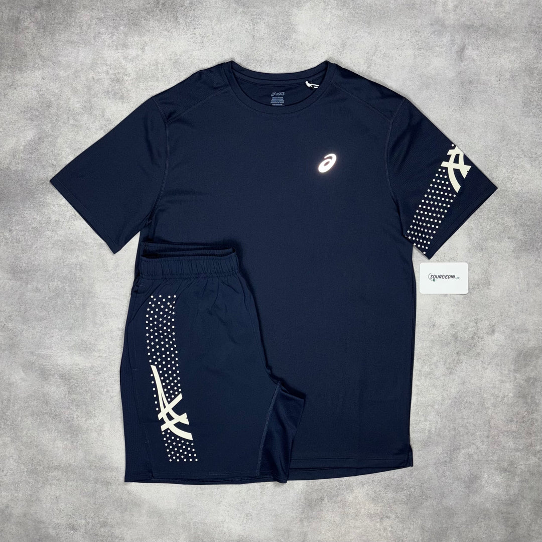 Asics Icon T-Shirt Midnight Navy & Midnight Navy 7” Icon Shorts Set