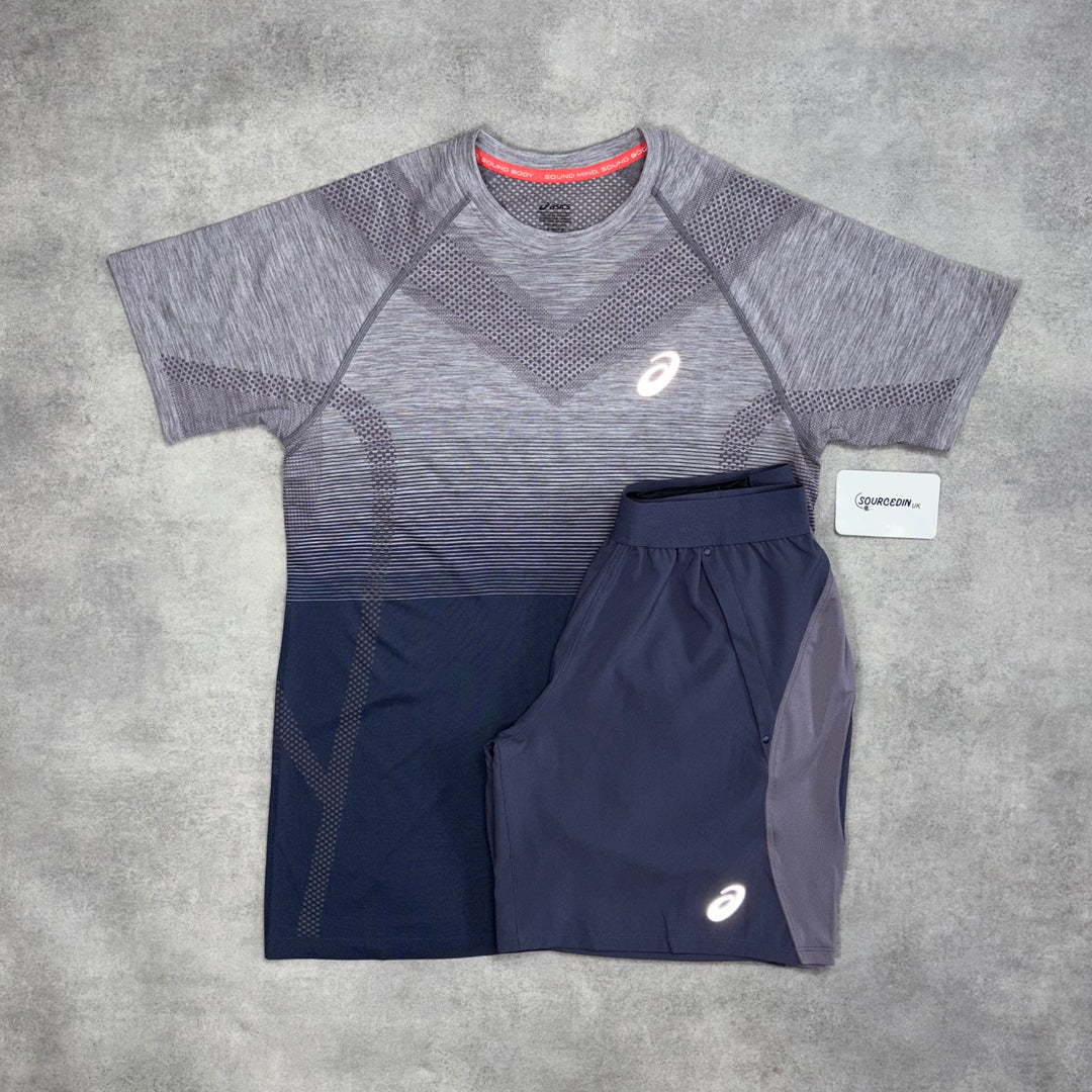 Asics Seamless T-Shirt Lavender& Lavender 5” Sport Run Shorts Set