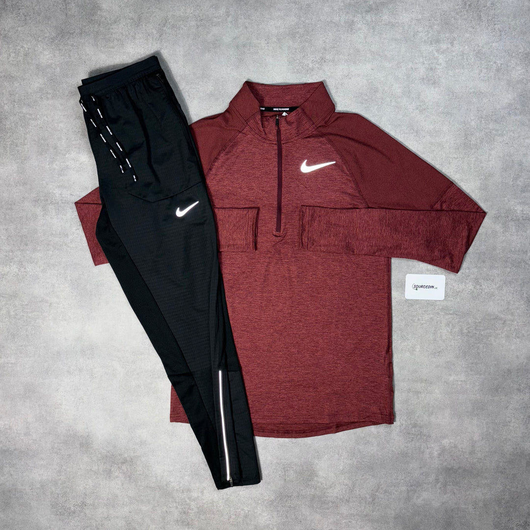 Nike Element 1/4 Zip Burgundy & Black Phenom Bottoms