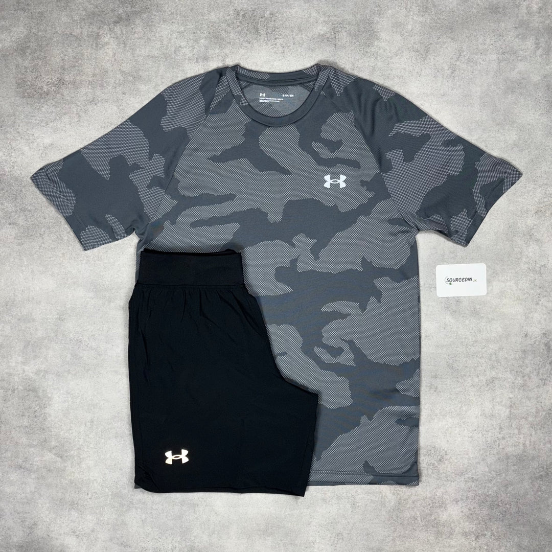 Under Armour Tech T-Shirt Grey & Black 7” Under Armour Speed Short Set