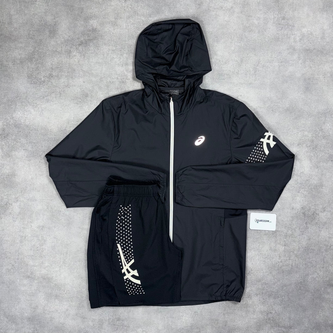 Asics Icon Windrunner Jacket & 7” Icon Challenger Short Set Black