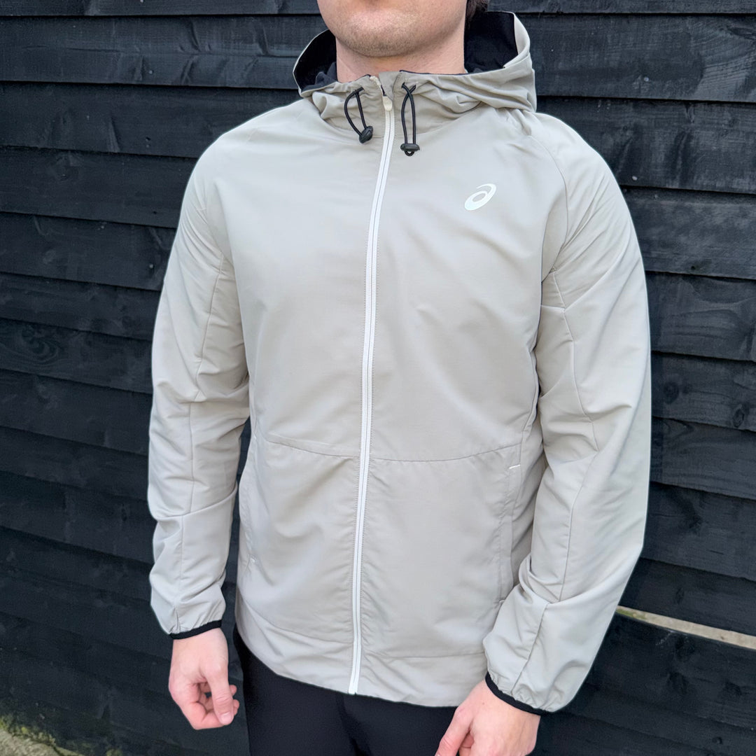 Asics Contrast Jacket Cream & Black Core Pants Set