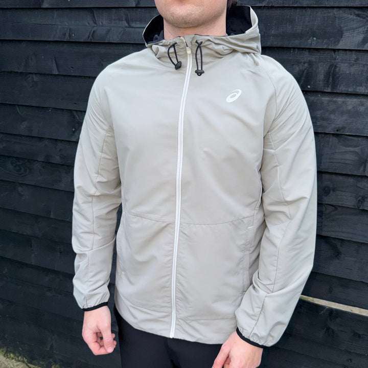Asics Contrast Jacket Cream & Black Core Pants Set