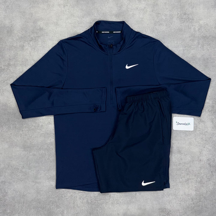 Nike Pacer 1/4 Zip Navy & 7" Short Set Navy