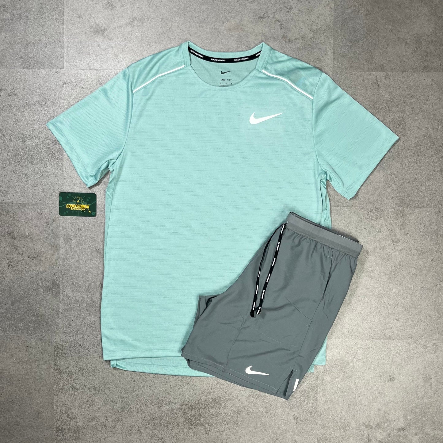 Nike Miler 1.0 T-Shirt Mineral & Grey/Black Flex Stride Short 7” Set