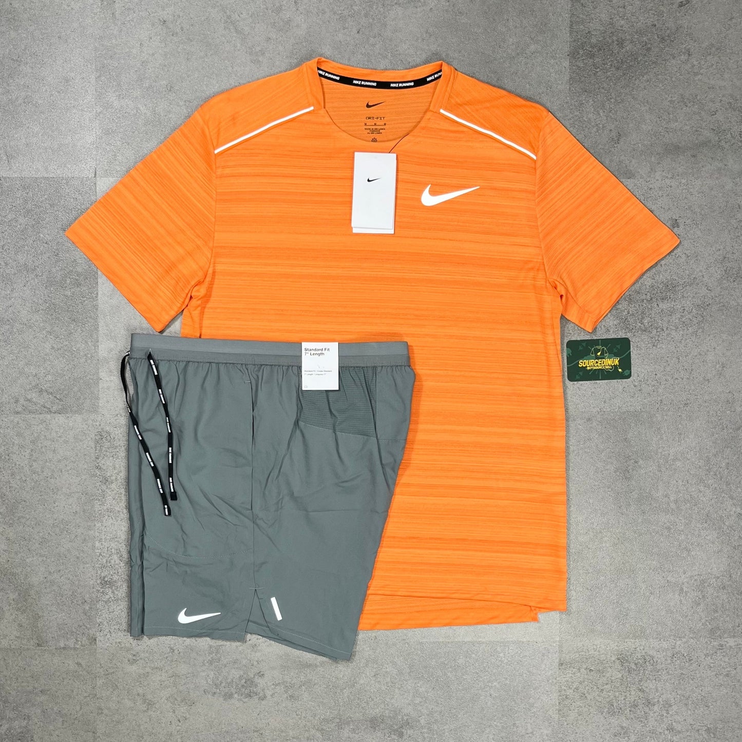 Nike Miler T-Shirt Orange &  7" Flex Stride Short Set