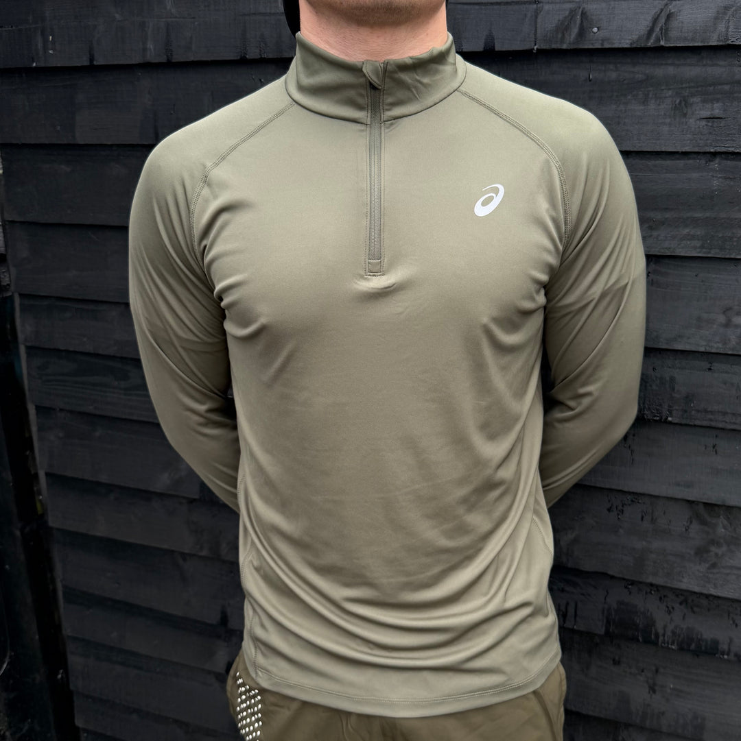 Asics Pacer 1/4 Zip Khaki & Asics Core Bottoms Black