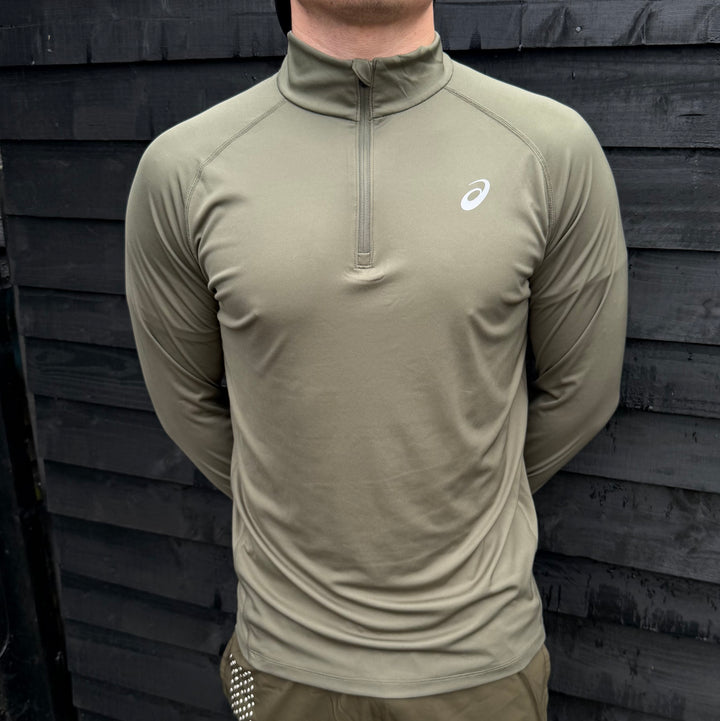 Asics Pacer 1/4 Zip Khaki & Asics Core Bottoms Black