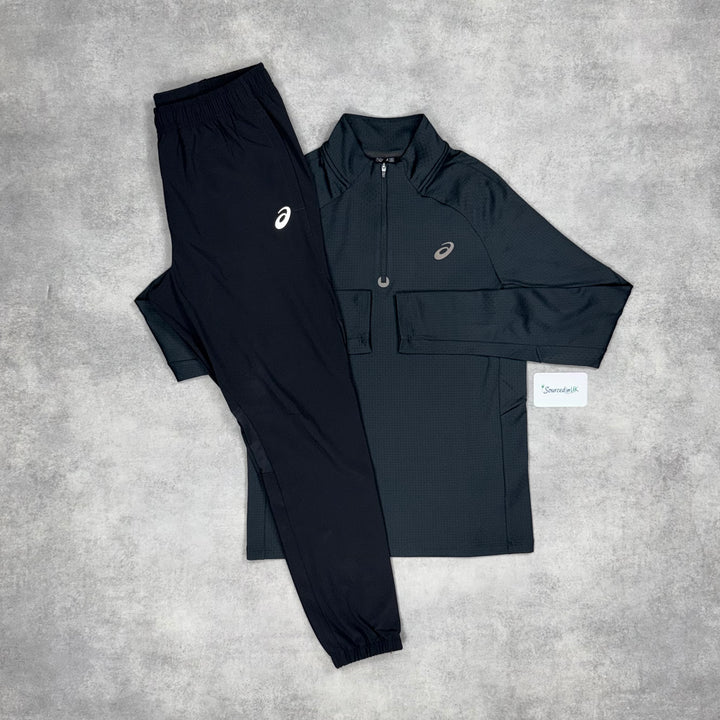 Asics Therma 1/4 Zip Ice Black & Asics Core Bottoms Black