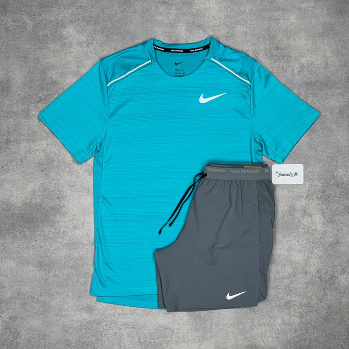 Nike Miler T-Shirt Dusty Cactus & Grey/Black 7" Flex Short Set