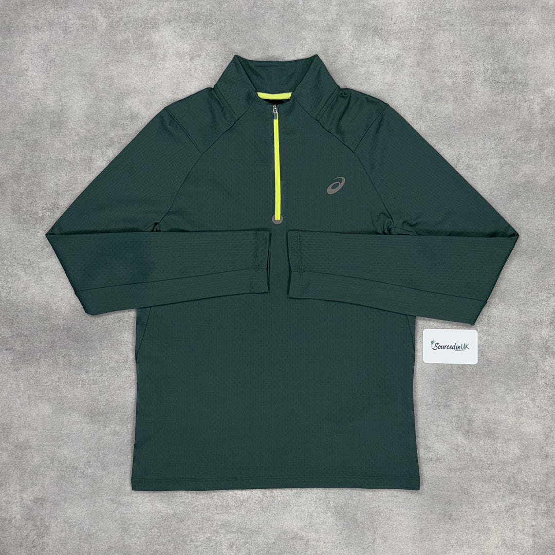 Asics Therma 1/4 Zip Ice Forest Green & Asics Core Bottoms Black