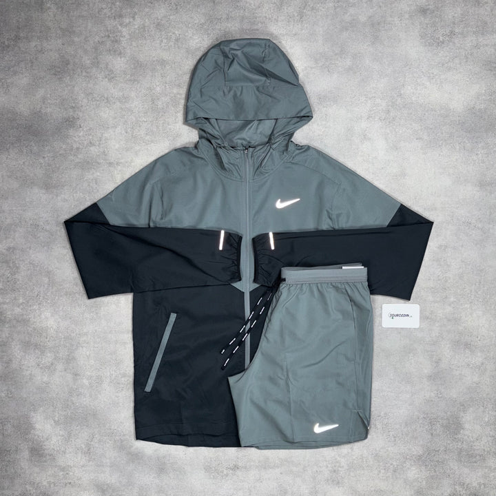 Nike Uv Windrunner Jacket Coal & Black/Grey 7” Flex Stride Short Set