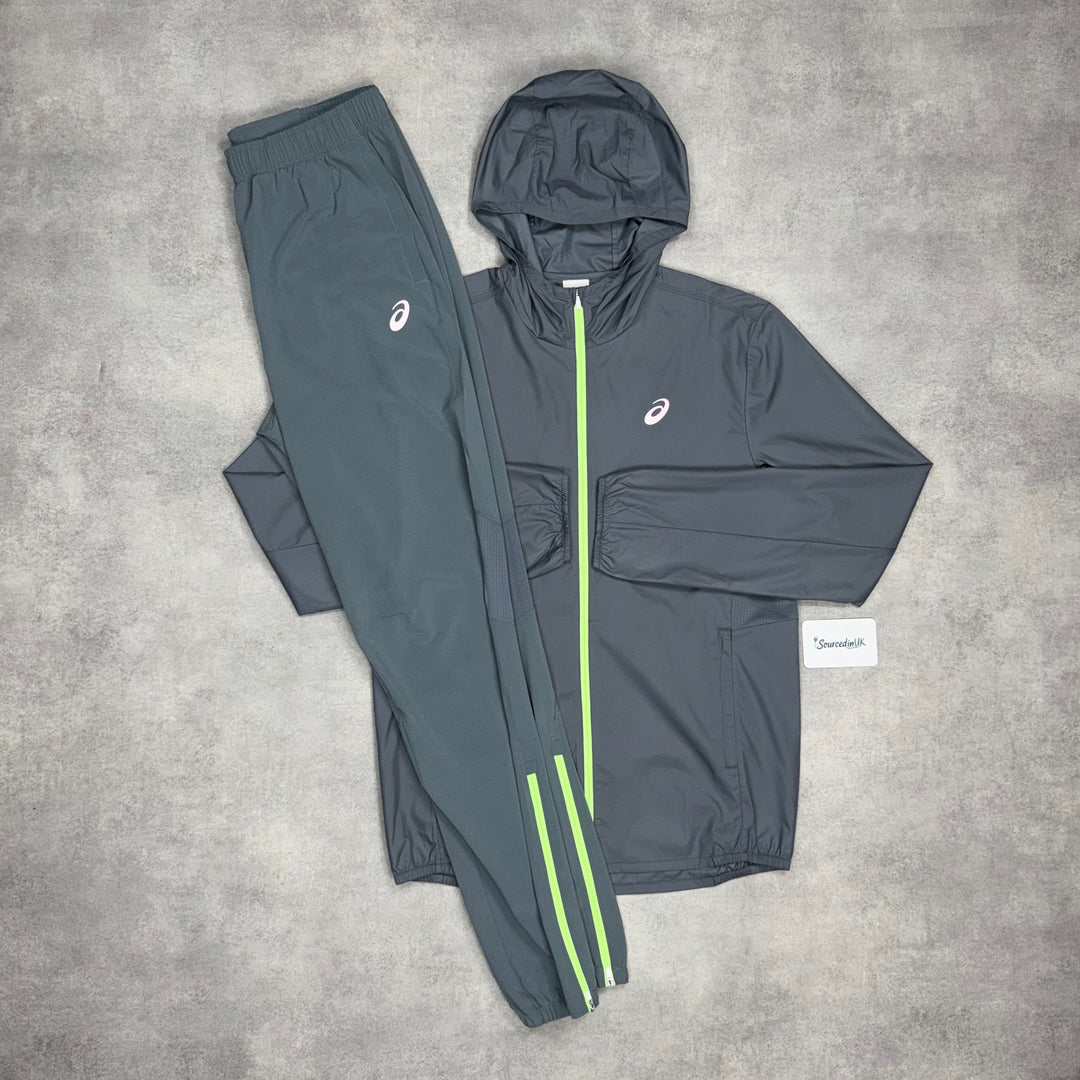 Asics Core Windrunner Grey/Green & Grey/Green Core Bottoms Set
