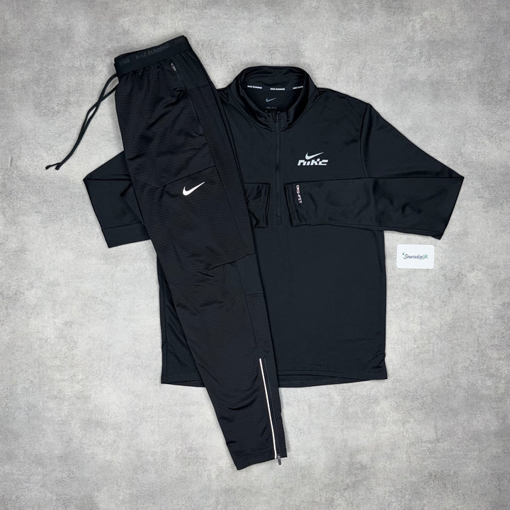 Nike Swoosh Pacer 1/2 Zip Black & Black Phenom Bottoms