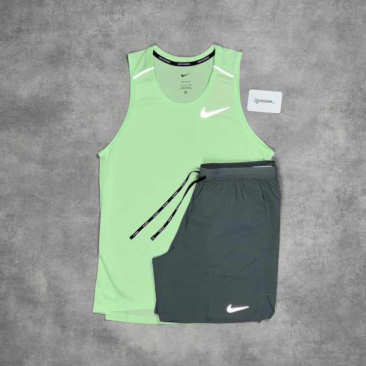 Nike Miler Vest Vapour Green & Grey/Black Flex Stride Short Set