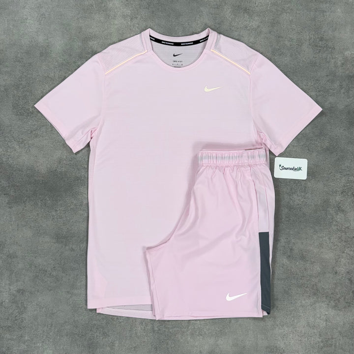 Nike Miler T-Shirt Pink Foam & Pink Foam 7” Challenger Short Set