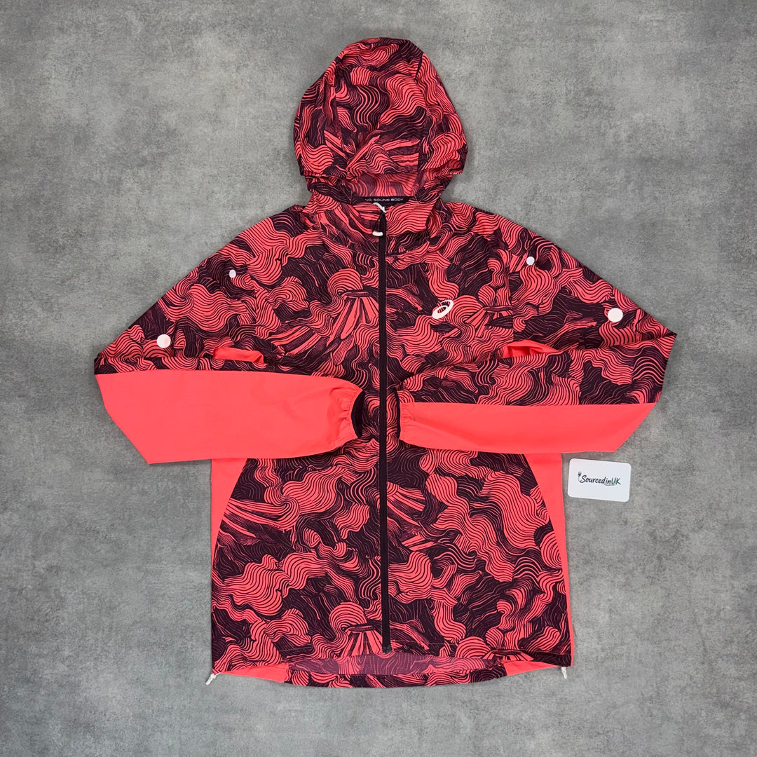 Asics FujiTrail Windrunner Jacket 3-Piece Short Set Hot Red / White