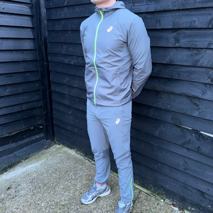 Asics Core Windrunner Grey/Green & Grey/Green Core Bottoms Set