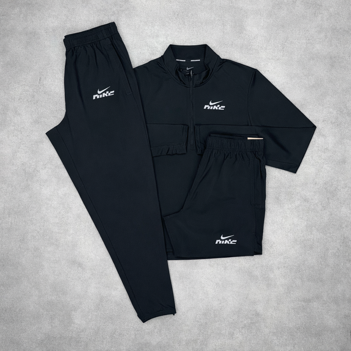 Nike Swoosh 1/4 Zip 3-Piece Challenger Bottom Set Black