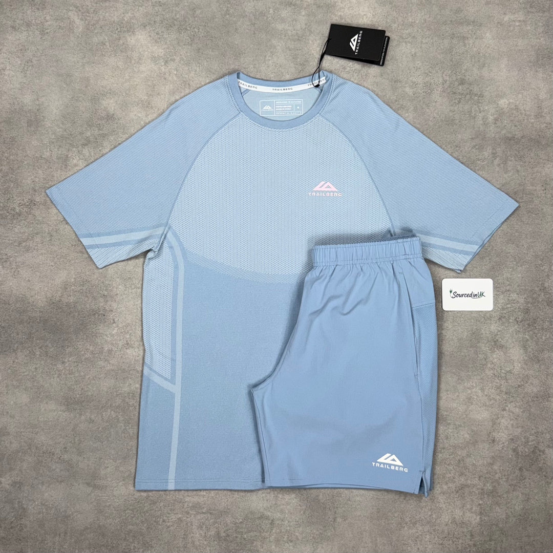Trailberg Fusion T-Shirt Dune Blue & Dune Blue 7” Challenger Shorts Set
