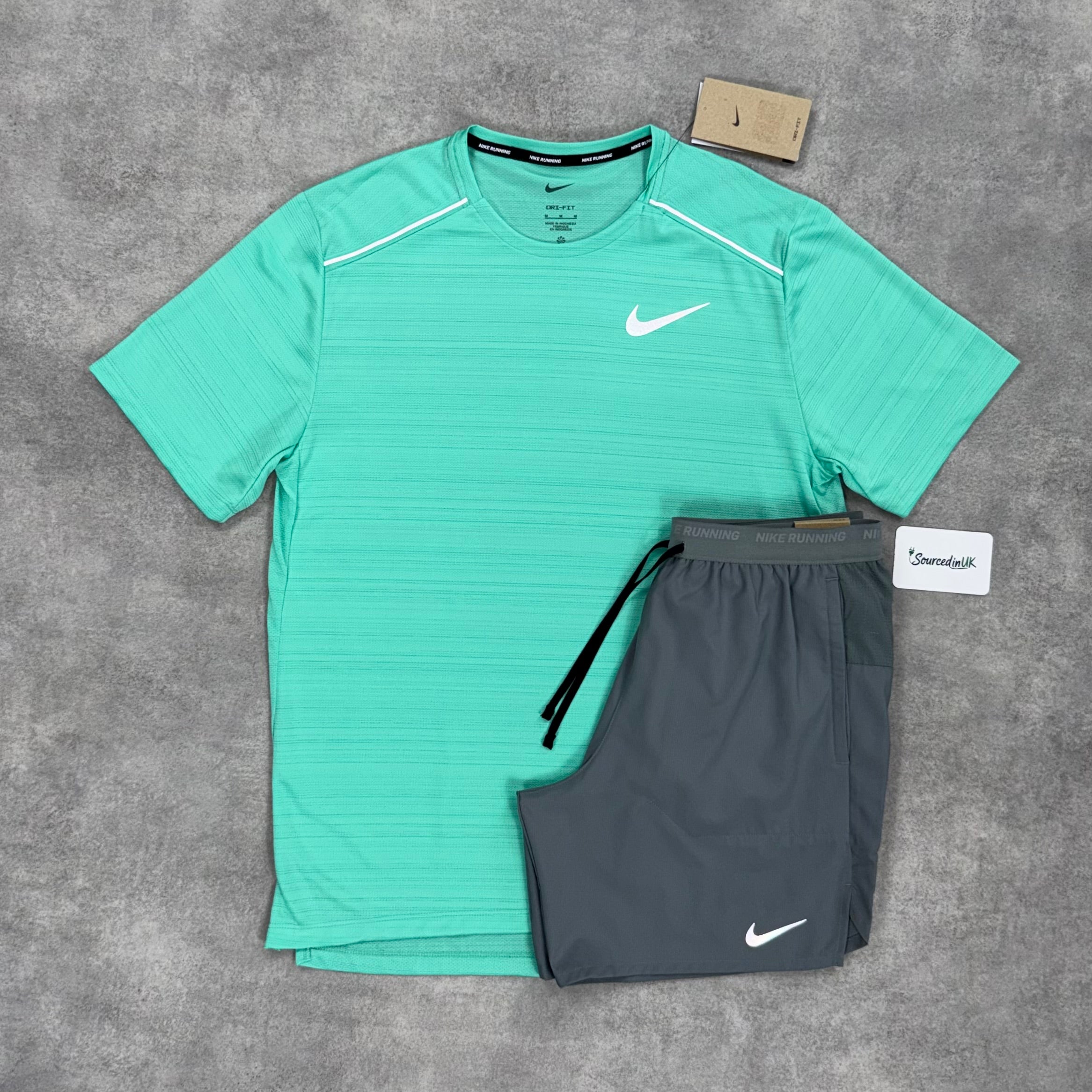 Nike Miler T-Shirt Mint Green & Grey/Black 7